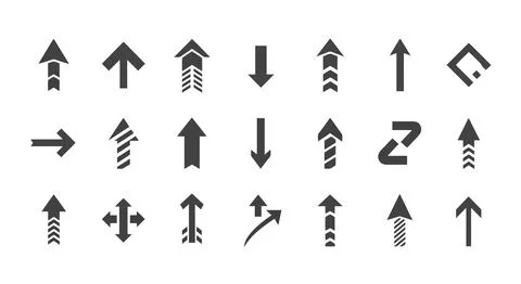 A collection of various directional and action arrows and symbols Stock Illustration
