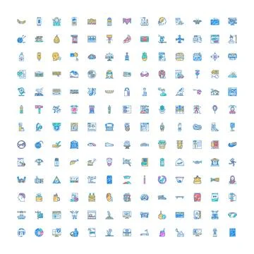 Collection of various doodle line art icons illustrating different concepts Illustrazione stock