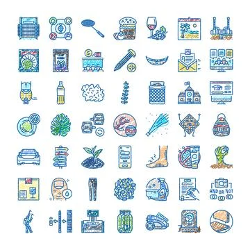 Collection of various doodle line style icons Stock Illustration