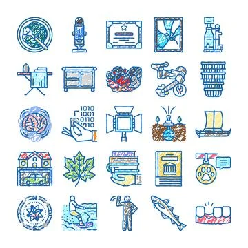 Collection of various doodle sketch icon designs Stock Illustration