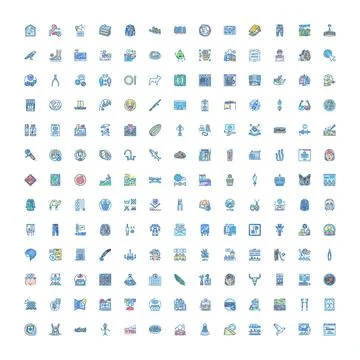 Collection of various doodle sketch line icons Stock Illustration