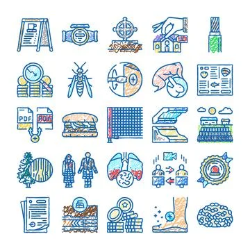Collection of various doodle sketch style icons Ilustração Stock
