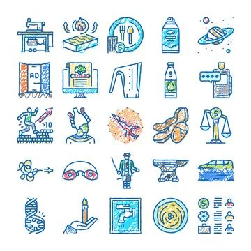 Collection of various doodle styled icon concepts イラスト素材
