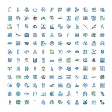 Collection of various doodle styled universal icons Stock Illustration