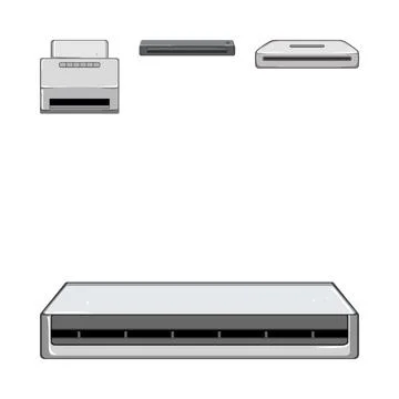 Collection of various electronic document scanners for office equipment Illustrazione stock