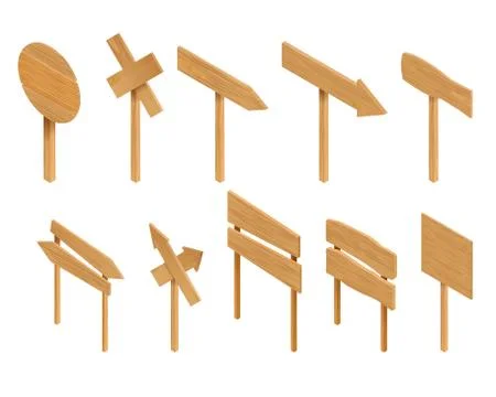 Collection of various empty wooden texture signs Stock Illustration