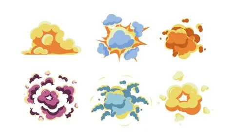 Collection of various explosions, special effects elements vector Illustration 스톡 일러스트