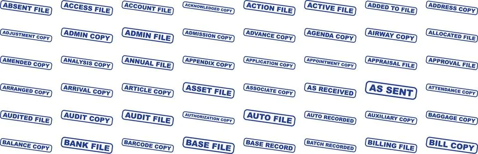 Collection of various file labels including access file account file action.. イラスト素材