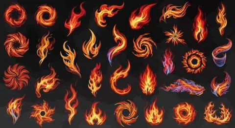 Collection of various fire flames Stock Illustration