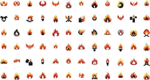 Collection of various fire icons Stock Illustration