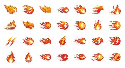 Collection of various flame icons Illustrazione stock