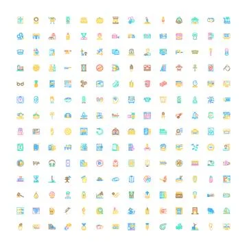 Collection of various flat colorful web design icons Illustrazione stock