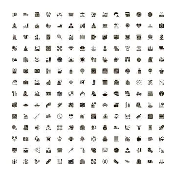 Collection of various flat design icon symbols Stock Illustration