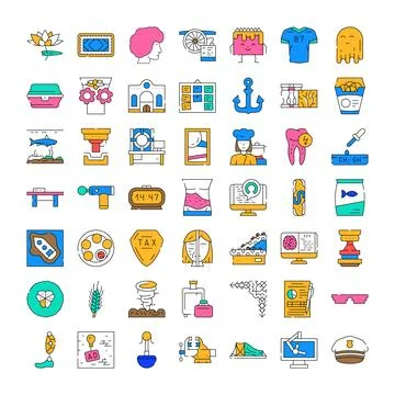 Collection of various flat line design concept icons 스톡 일러스트