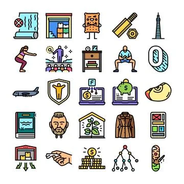 Collection of various flat line icons for web and app Illustrazione stock