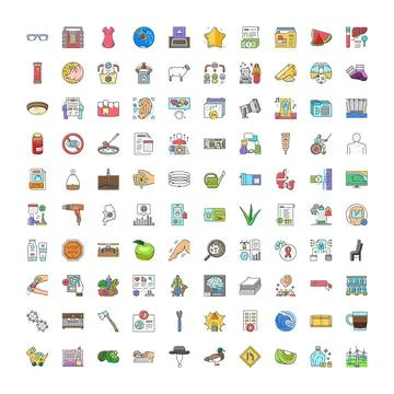 Collection of various flat line icons for diverse concepts Illustrazione stock