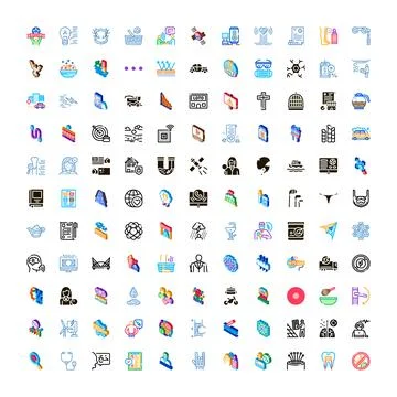 Collection of various flat technology and communication icons 스톡 일러스트