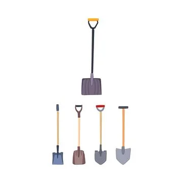 Collection of various garden and construction shovels Stockillustratie
