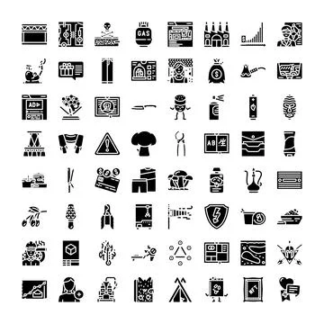 Collection of various glyph icons for digital products 스톡 일러스트
