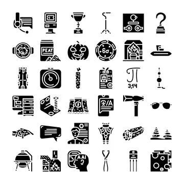 Collection of various glyph icons for web and mobile 스톡 일러스트