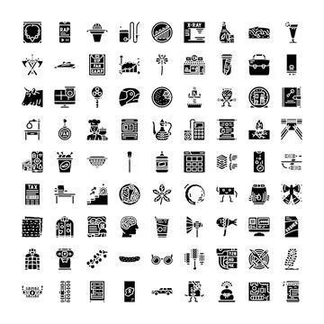 Collection of various glyph icons for web design Stock Illustration
