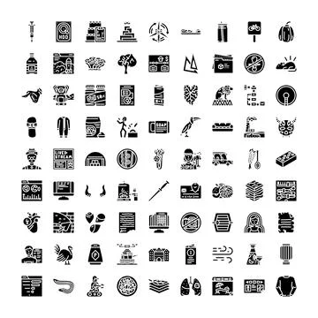 Collection of various glyph icons for web design and applications 스톡 일러스트