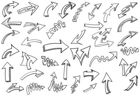 A collection of various hand drawn arrows, sketchy pointers, and doodle icons Stockillustratie