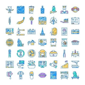 Collection of various hand drawn doodle icons Ilustración de archivo