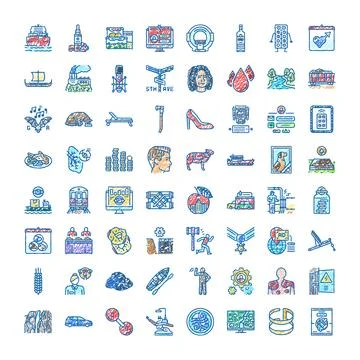 Collection of various hand drawn doodle icons and symbols イラスト素材