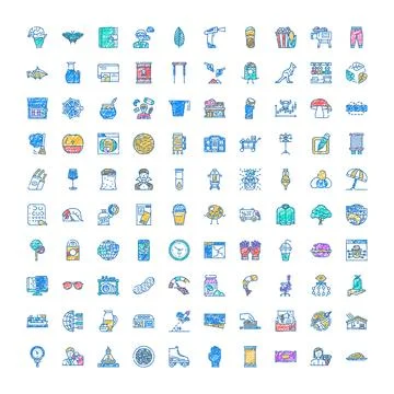 Collection of various hand drawn doodled vector icons Stock Illustration