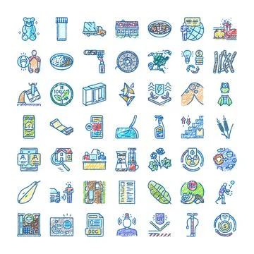 Collection of various hand drawn scribble icons Stock Illustration