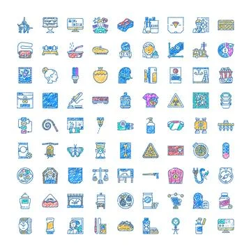 Collection of various hand drawn style icons 스톡 일러스트