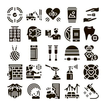 Collection of various icon concepts and themes Ilustración de archivo