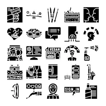Collection of various icon designs depicting daily life Ilustración de archivo