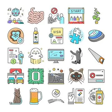 Collection of various icon illustrations representing diverse concepts 스톡 일러스트