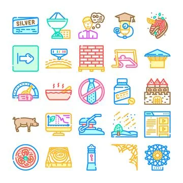 Collection of various icon line art illustrations Illustrazione stock
