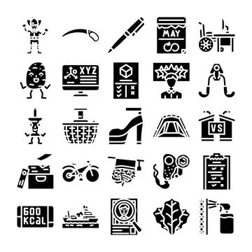 Collection of various icon set glyph concepts Stock Illustration