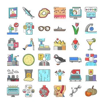 Collection of various icon sets featuring diverse concepts Illustrazione stock