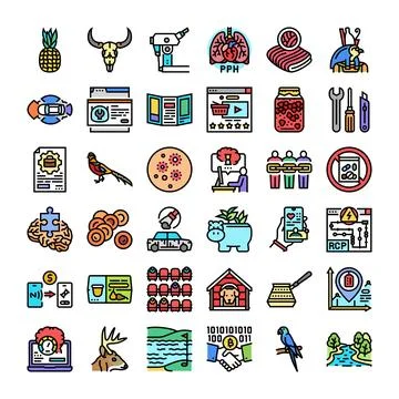 Collection of various icon sets on white background Stock Illustration