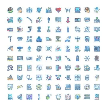 Collection of various icon themes doodle style Stock Illustration