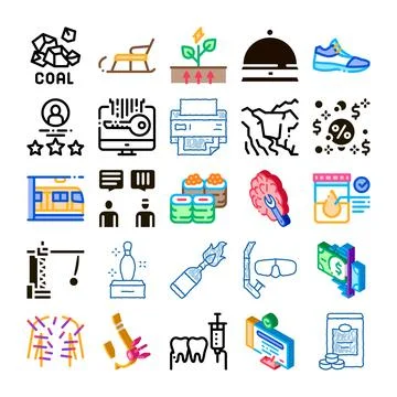 Collection of various icons representing diverse concepts Illustrazione stock