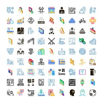 Collection of various icons representing diverse concepts and activities Illustrazione stock