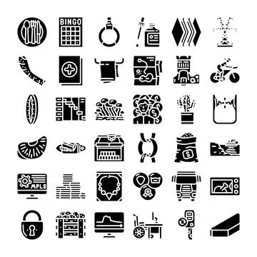 Collection of various icons representing diverse concepts and objects Stock Illustration