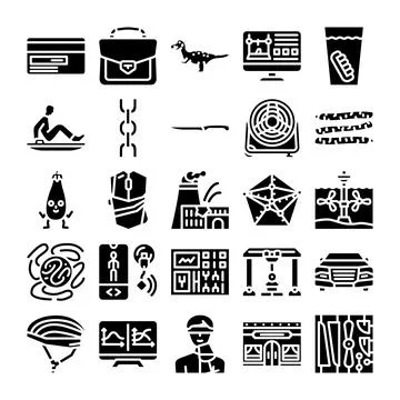 Collection of various icons representing diverse concepts and themes Illustrazione stock