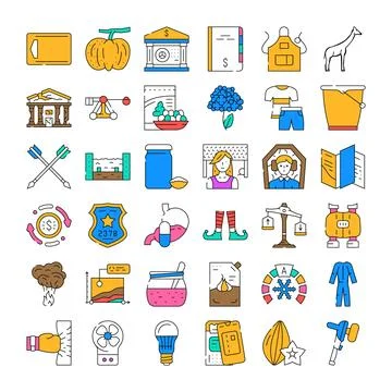 Collection of various icons representing diverse concepts Stockillustratie