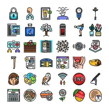 Collection of various icons representing diverse concepts Illustrazione stock