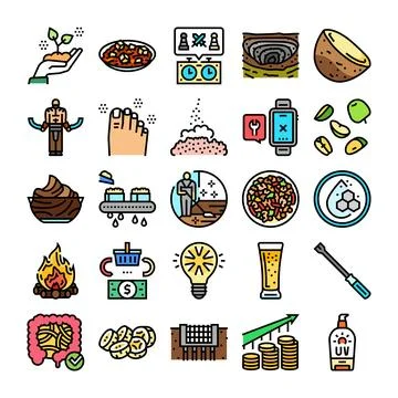 Collection of various icons representing diverse concepts and themes Stock Illustration