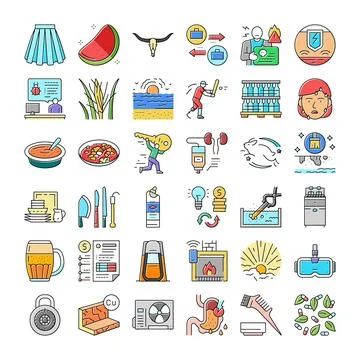 Collection of various icons representing diverse concepts 库存插图