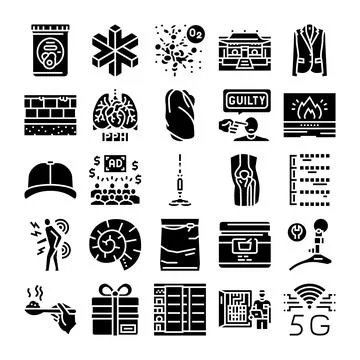 Collection of various icons representing diverse concepts Ilustración de archivo