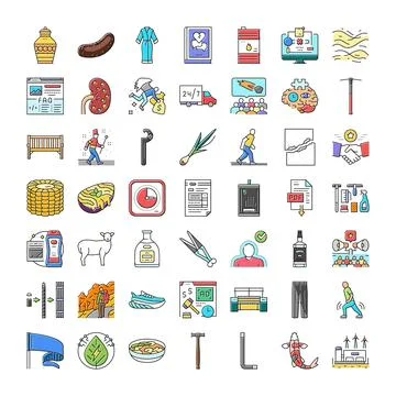Collection of various icons representing diverse concepts and objects Stock Illustration